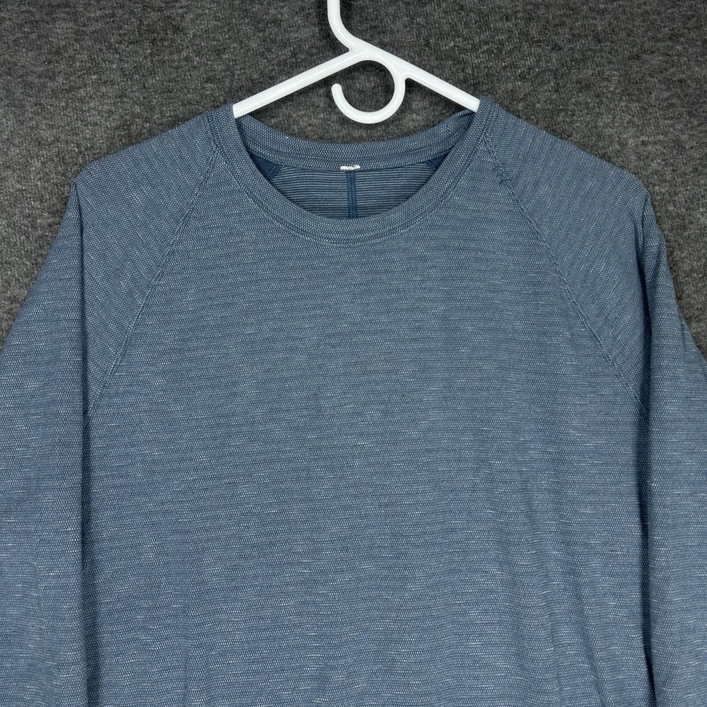 Lululemon Slitstream Long Sleeve Crew Sweater Mens M Blue Pullover Vented - Picture 2 of 11